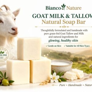 Handmade Organic Pure Grass-fed Goat Tallow & Milk Bar Soap - Unscented 100g