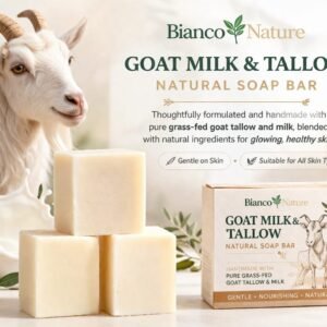 Handmade Organic Pure Grass-fed Goat Tallow & Milk Bar Soap - Unscented 150g