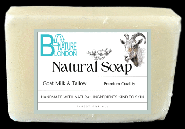 Handmade Organic Pure Grass-fed Goat Tallow & Milk Bar Soap - Unscented 150g