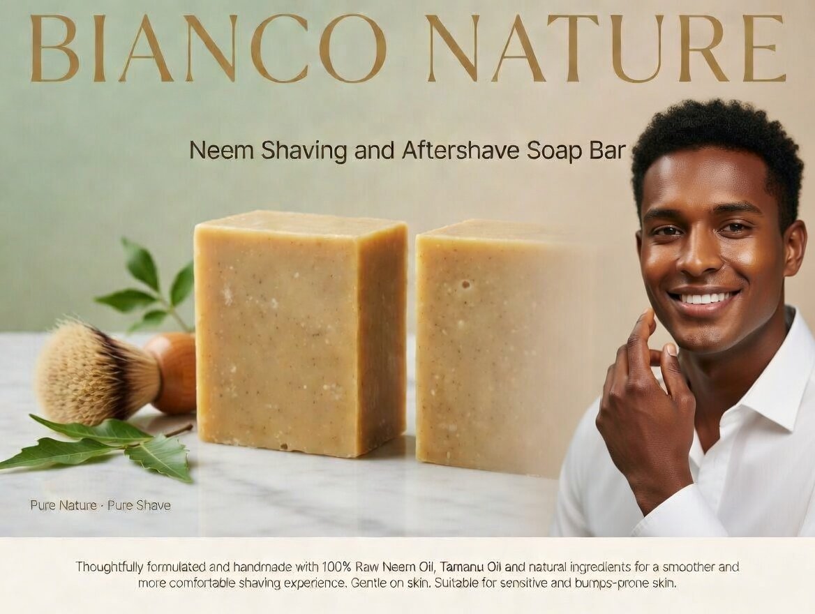 Bianco Nature Neem Shaving Soap Bar - Bumps-Prone & Sensitive Skin (2 x 100g)