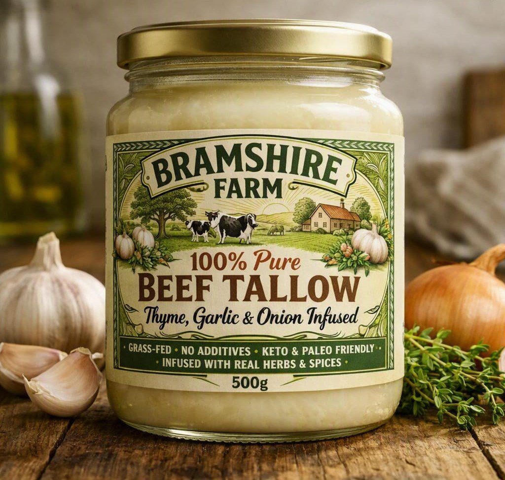 Bramshire Farm Thyme, Garlic & Onion Infused Beef Tallow | Premium Quality | UK