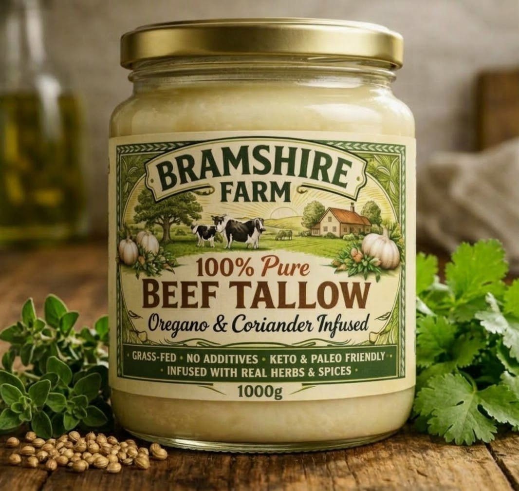 Bramshire Farm 100% Beef Tallow Oregano & Coriander Infused | Premium Quality